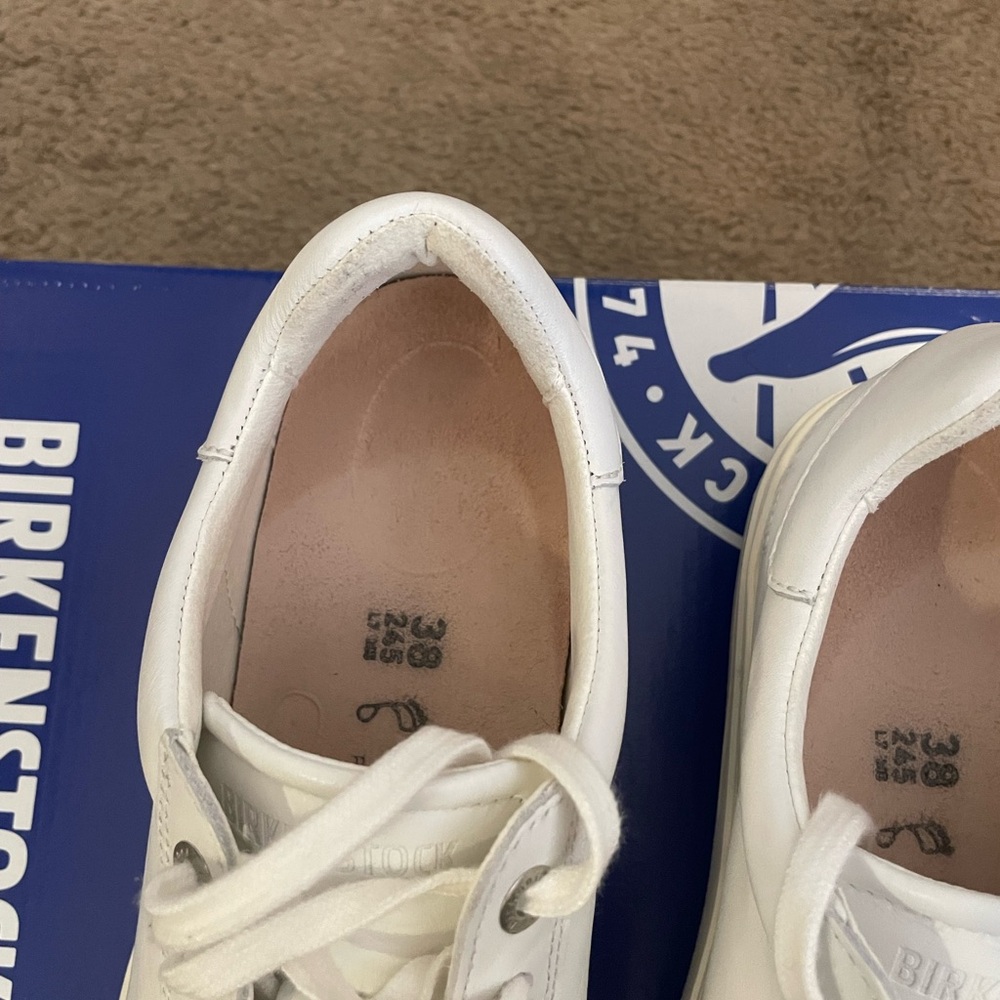 Birkenstock Women’s  White Leather Low-Top Sneakers Size 38 - Picture 10 of 11